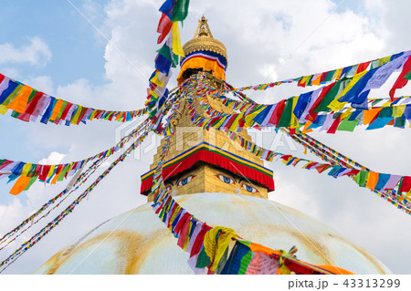 Boudhanath Stupa and prayer flags in Kathmandu Boudhanath Stupa and prayer flags in Kathmandu 43313299