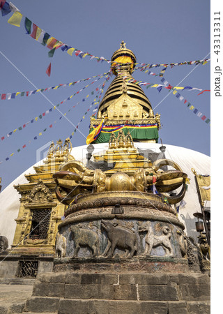 Buddhist stupa and vajra in Swayambunath temple 43313311