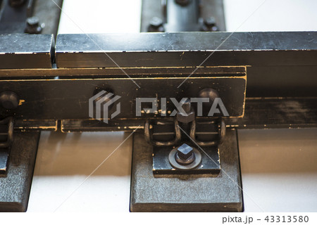 Railway track, rails and sleepers. View from top. Railway transportation service 43313580