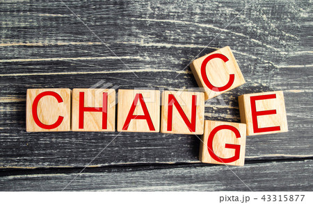 Wooden cube with word "change" to "chance" Wooden cube with word "change" to "chance" 43315877