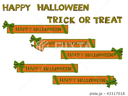 ハロウィンのバナーセット。リボンのデザイン。 43317018