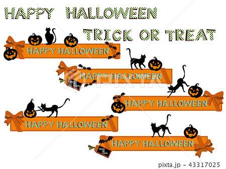 ハロウィンのバナーセット。リボンのデザイン。 43317025