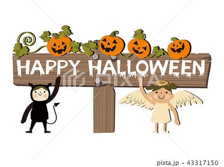 ハロウィンのバナー。仮装した子供たちのバナー。 ハロウィンのバナー。仮装した子供たちのバナー。 43317150