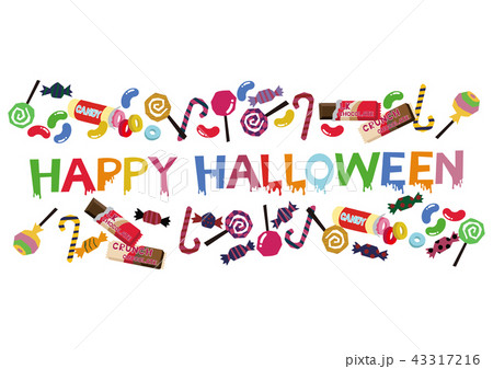 ハローウィーンのバナー。お菓子のバナーのデザイン。 ハローウィーンのバナー。お菓子のバナーのデザイン。 43317216