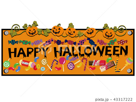ハローウィーンのバナー。お菓子のバナーのデザイン。 43317222