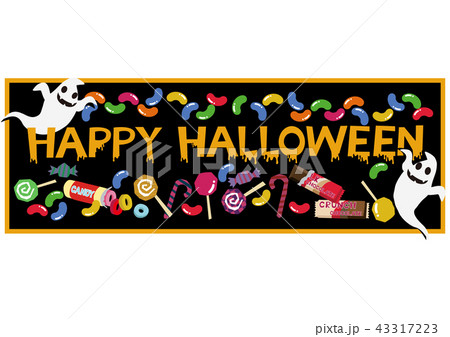 ハローウィーンのバナー。お菓子のバナーのデザイン。 ハローウィーンのバナー。お菓子のバナーのデザイン。 43317223