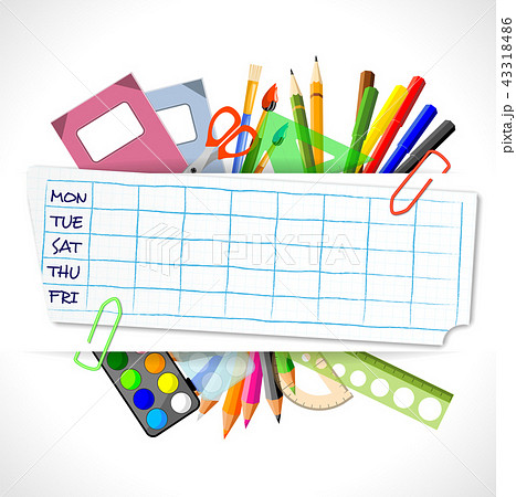 school timetable with stationery school timetable with stationery 43318486