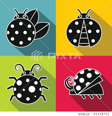 Black ladybug with white stroke on color background 43318752