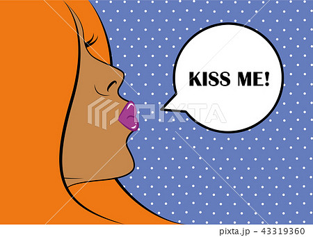 pin-up sexy woman portrait with air kiss pop art 43319360