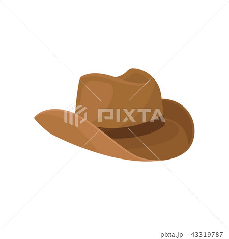 Brown wide-brimmed cowboy hat. Stylish men headwear. Element of costume. Fashion theme. Flat vector Brown wide-brimmed cowboy hat. Stylish men headwear. Element of costume. Fashion theme. Flat vector 43319787