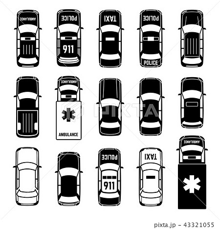 Car top view transportation vector black icons 43321055