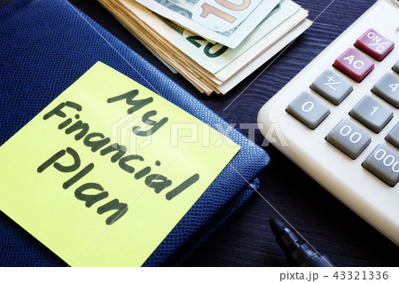 My financial plan written on a memo stick. 43321336