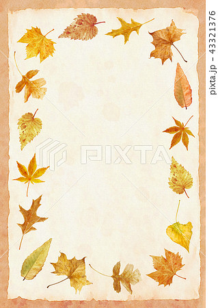 가을배경 수채화 일러스트, 나뭇잎과 한지 배경 - 스톡일러스트 [43321376] - Pixta