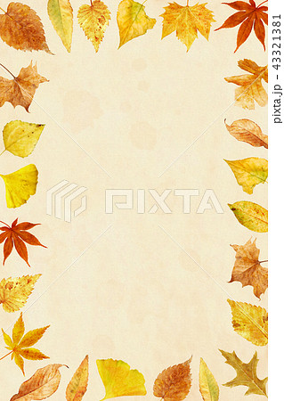 가을배경 수채화 일러스트, 나뭇잎 프레임 - 스톡일러스트 [43321381] - Pixta