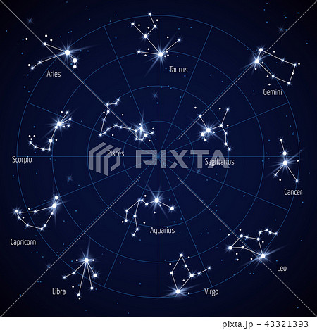 Vector sky star map with constellations stars 43321393