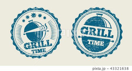 BBQ grill barbecue vintage steak menu seal stamp. Vector illustration 43321638