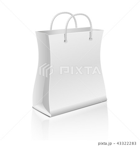 Empty paper shopping bag isolated on white. Vector template for advertising and branding Empty paper shopping bag isolated on white. Vector template for advertising and branding 43322283