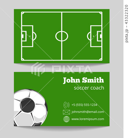 Soccer green field business card template 43322320