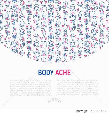 Body aches concept with thin line icons Body aches concept with thin line icons 43322435
