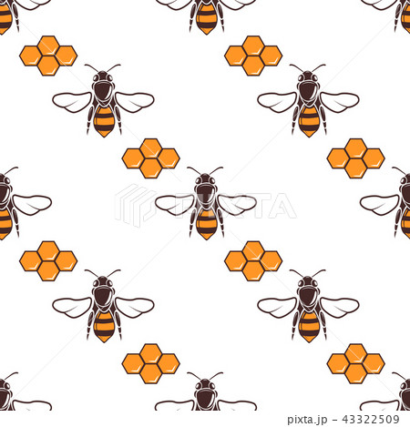 Bees, honey vector seamless pattern in brown and orange Bees, honey vector seamless pattern in brown and orange 43322509