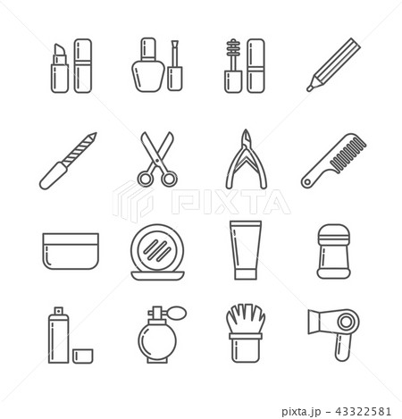 Cosmetics and beauty vector thin line icons 43322581