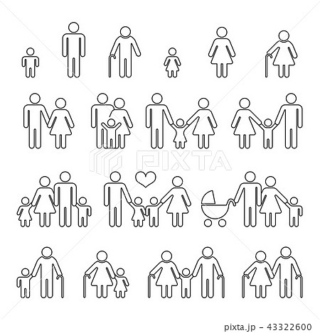 Family human thin line outline vector icons Family human thin line outline vector icons 43322600