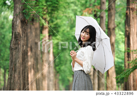 若い女性 韓国人 森 43322896