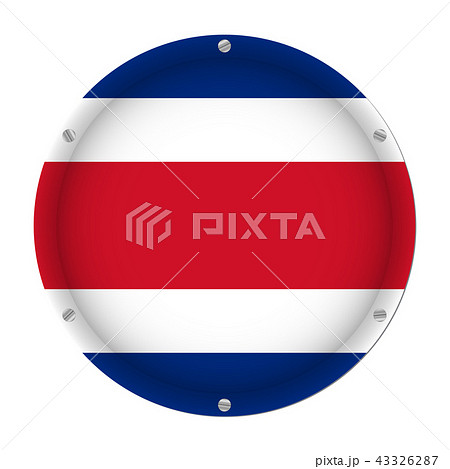 round metallic flag of Costa Rica with screws