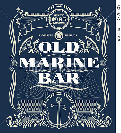 Vintage border western vector frame, old marine bar label 43326605