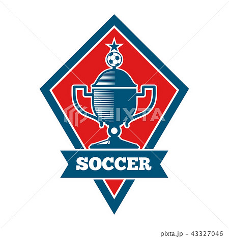 Vector soccer logo, badge, emblem template in red and blue Vector soccer logo, badge, emblem template in red and blue 43327046