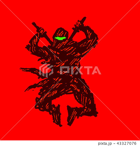 Ninja with swords attack. Vector illustration. 43327076