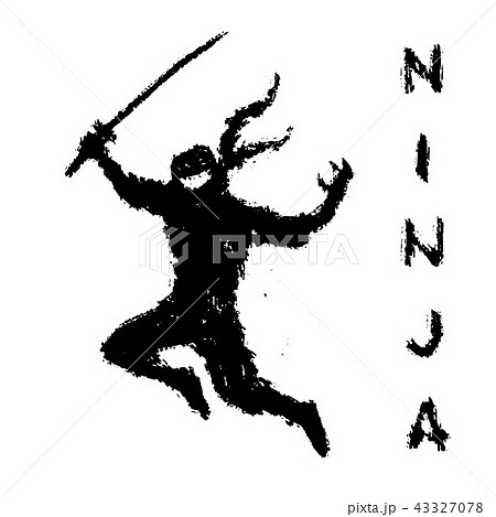 Black ninja with sword preparing to attack. Vector 43327078