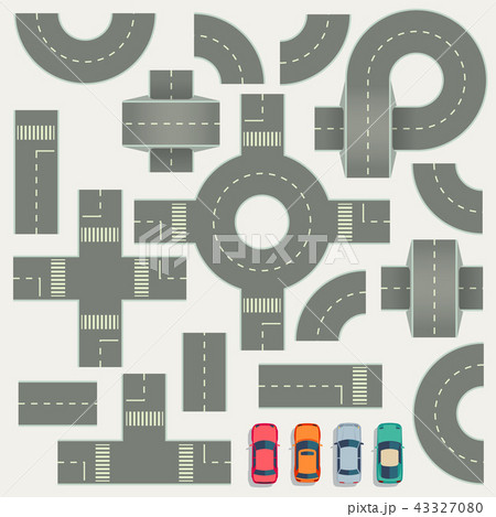 Highway road construction map top view vector elements 43327080