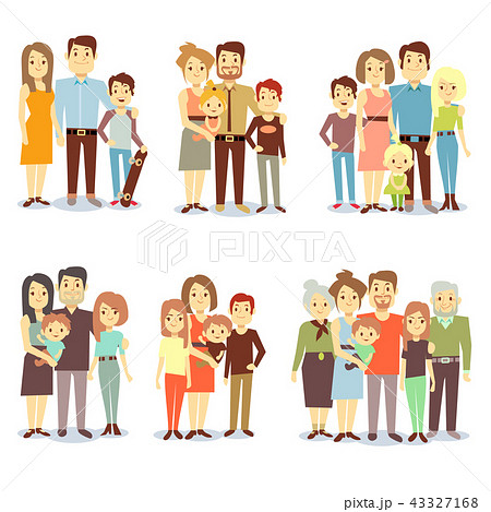 Families different types flat vector icons set Families different types flat vector icons set 43327168