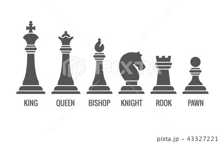 Named chess piece vector icons set 43327221