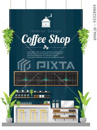 Interior background, coffee shop counter bar scene Interior background, coffee shop counter bar scene 43328904