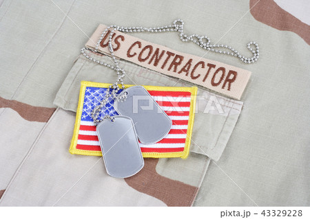 US CONTRACTOR branch tape with dog tags US CONTRACTOR branch tape with dog tags 43329228