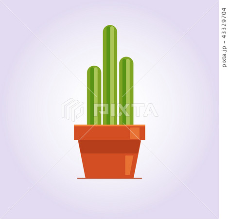 Decorative cactus with prickles on the white background. Home plant in pot. Flat style icon Decorative cactus with prickles on the white background. Home plant in pot. Flat style icon 43329704