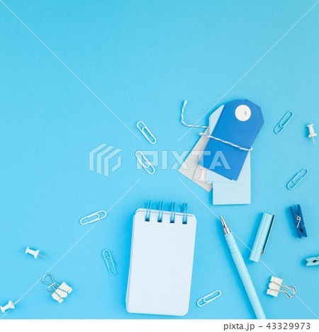 Workspace desk styled design office supplies 43329973
