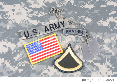 US ARMY Private First Class rank patch, ranger tab 43330654