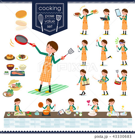 flat type school girl Green Blazer_cooking 43330683
