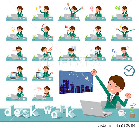 flat type school girl Green Blazer_desk work 43330684