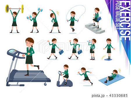 flat type school girl Green Blazer_exercise 43330685