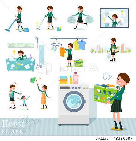 flat type school girl Green Blazer_housekeeping 43330687