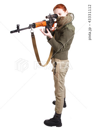 girl sniper with sniper rifle Stock Photo [43331112] -