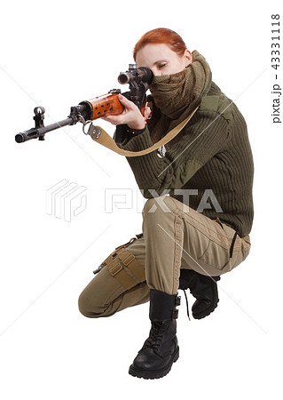 girl sniper with SVD sniper rifle 43331118