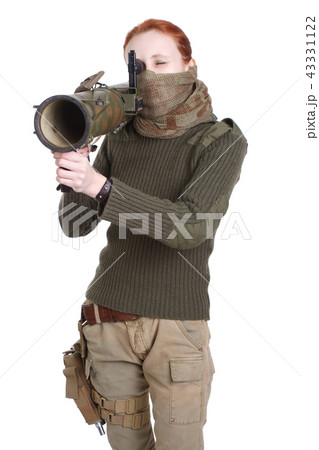 girl mercenary with RPG rocket launcher 43331122