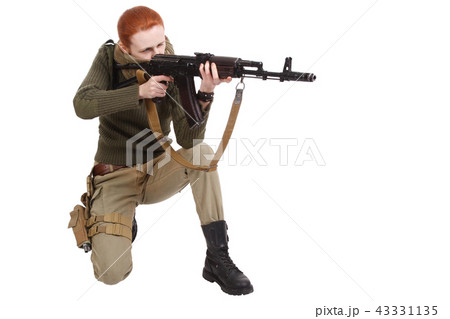 girl mercenary with ak-47 rifle girl mercenary with ak-47 rifle 43331135