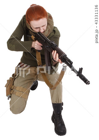 girl mercenary with ak-47 rifle girl mercenary with ak-47 rifle 43331136