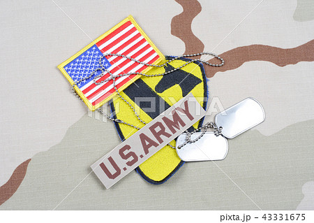 US ARMY 1st Cavalry Division patch with dog tags US ARMY 1st Cavalry Division patch with dog tags 43331675